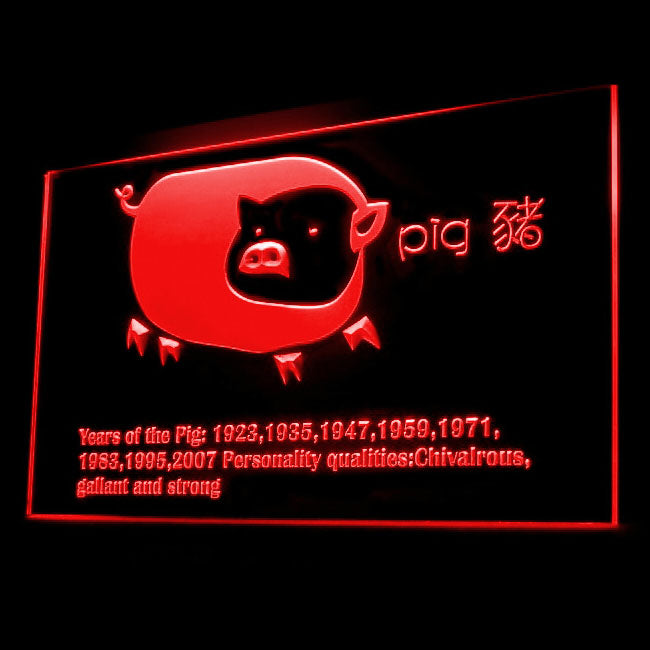 150009 Chinese Zodiac Pig Tai Chi Home Decor Open Display illuminated Night Light Neon Sign 16 Color By Remote