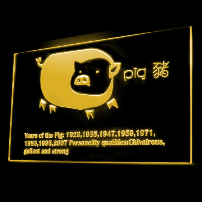 150009 Chinese Zodiac Pig Tai Chi Home Decor Open Display illuminated Night Light Neon Sign 16 Color By Remote