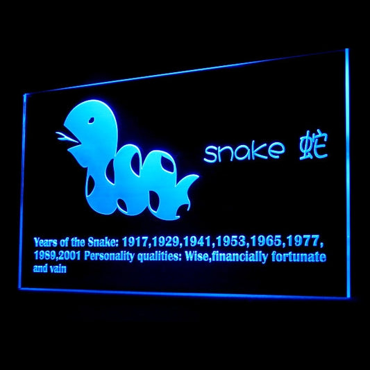 150013 Chinese Zodiac Snake Fortune Month Home Decor Open Display illuminated Night Light Neon Sign 16 Color By Remote