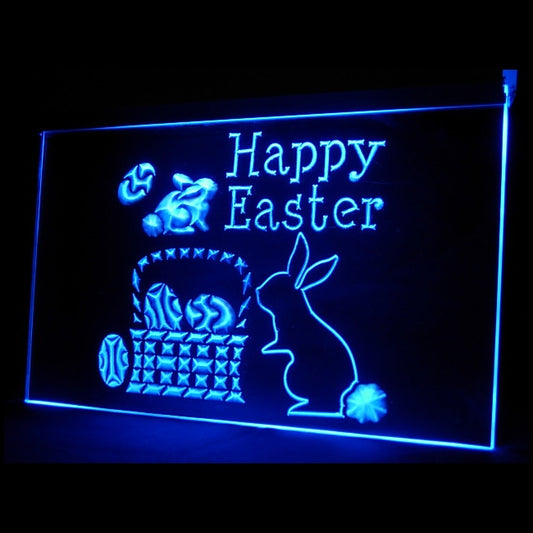 150017 Happy Easter Shop Store Open Home Decor Open Display illuminated Night Light Neon Sign 16 Color By Remote