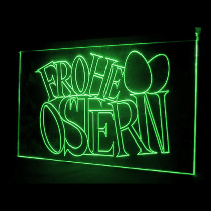 150019 Easter Frohe Ostern Eggs Home Decor Open Display illuminated Night Light Neon Sign 16 Color By Remote