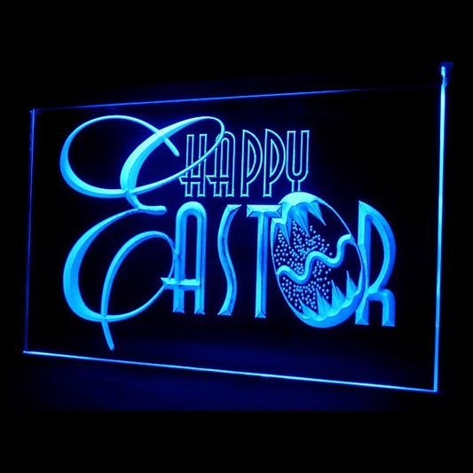 150020 Happy Easter Shop Store Open Home Decor Open Display illuminated Night Light Neon Sign 16 Color By Remote