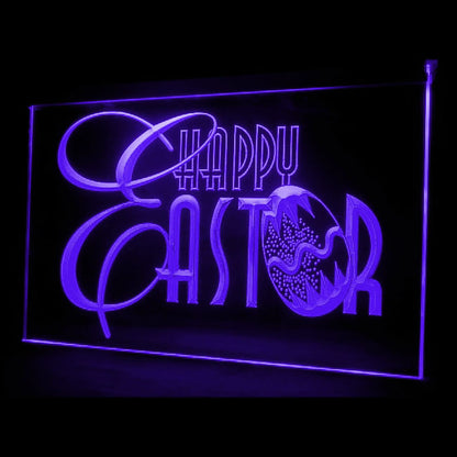 150020 Happy Easter Shop Store Open Home Decor Open Display illuminated Night Light Neon Sign 16 Color By Remote