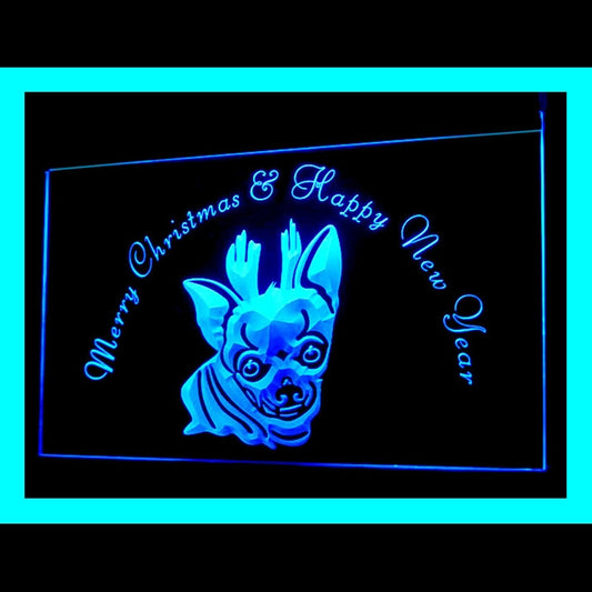150044 Chihuahua Dog Christmas Pets Shop Home Decor Open Display illuminated Night Light Neon Sign 16 Color By Remote