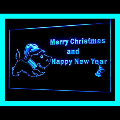 150054 Scottie Dog Christmas Pets Shop Home Decor Open Display illuminated Night Light Neon Sign 16 Color By Remote
