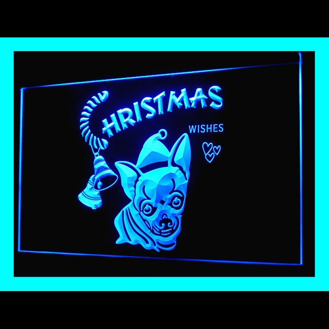 150055 Chihuahua Dog Xmas Christmas Pets Shop Home Decor Open Display illuminated Night Light Neon Sign 16 Color By Remote