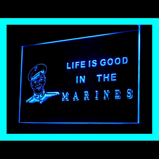 150071 Marines Life is Good Gift Shop Home Decor Open Display illuminated Night Light Neon Sign 16 Color By Remote