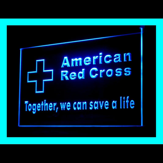 150072 Red Cross Together We Can Save Home Decor Open Display illuminated Night Light Neon Sign 16 Color By Remote