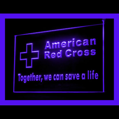 150072 Red Cross Together We Can Save Home Decor Open Display illuminated Night Light Neon Sign 16 Color By Remote