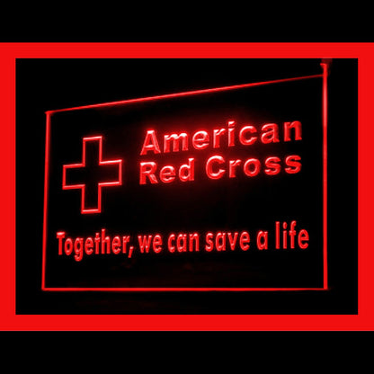 150072 Red Cross Together We Can Save Home Decor Open Display illuminated Night Light Neon Sign 16 Color By Remote