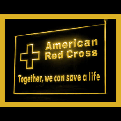 150072 Red Cross Together We Can Save Home Decor Open Display illuminated Night Light Neon Sign 16 Color By Remote