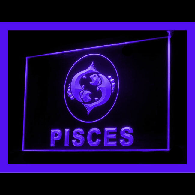 150074 Pisces Zodiac Astrology Pollution Home Decor Open Display illuminated Night Light Neon Sign 16 Color By Remote