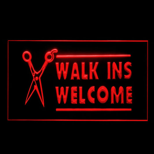 160021 Walk Ins Welcome Haircut Salon Home Decor Open Display illuminated Night Light Neon Sign 16 Color By Remote