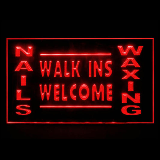 160060 Nails Waxing Walk Ins Welcome Beauty Home Decor Open Display illuminated Night Light Neon Sign 16 Color By Remote