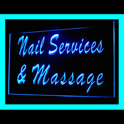 160096 Nail Services Massage Beauty Salon Home Decor Open Display illuminated Night Light Neon Sign 16 Color By Remote