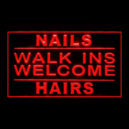 160130 Nails Walk In Welcome Hair Shop Home Decor Open Display illuminated Night Light Neon Sign 16 Color By Remote