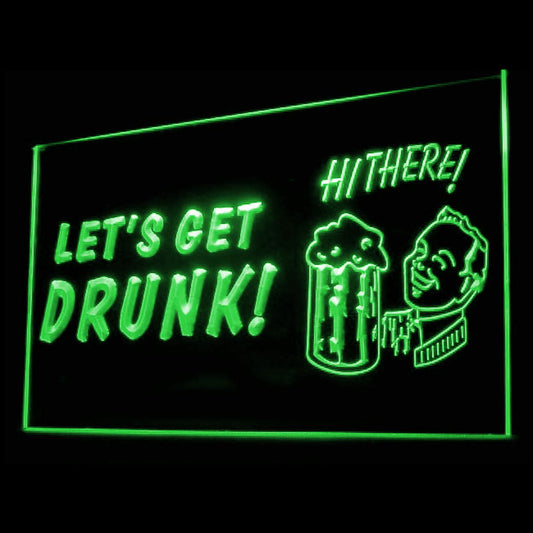 170067 Hi There Let's Get Drunk Bar Pub Home Decor Open Display illuminated Night Light Neon Sign 16 Color By Remote