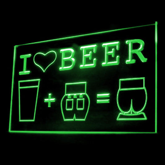 170068 I Love Beer Humor Bar Pub Home Decor Open Display illuminated Night Light Neon Sign 16 Color By Remote