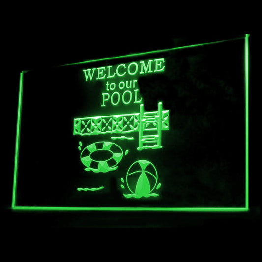 170080 Welcom To Our Pool Party Home Decor Open Display illuminated Night Light Neon Sign 16 Color By Remote