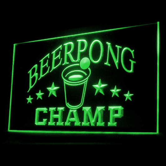170085 Beer Pong Champ Bar Happy Hours Home Decor Open Display illuminated Night Light Neon Sign 16 Color By Remote