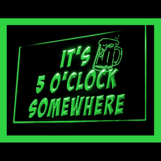 170093 It's 5 o'clock Somewhere Bar Pub Home Decor Open Display illuminated Night Light Neon Sign 16 Color By Remote
