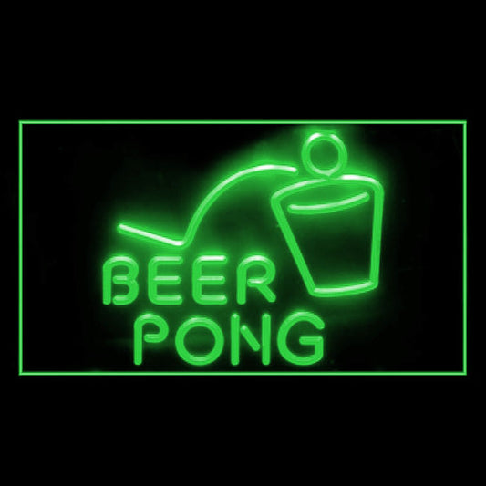 170099 Beer Pong Game Bar Happy Hours Home Decor Open Display illuminated Night Light Neon Sign 16 Color By Remote