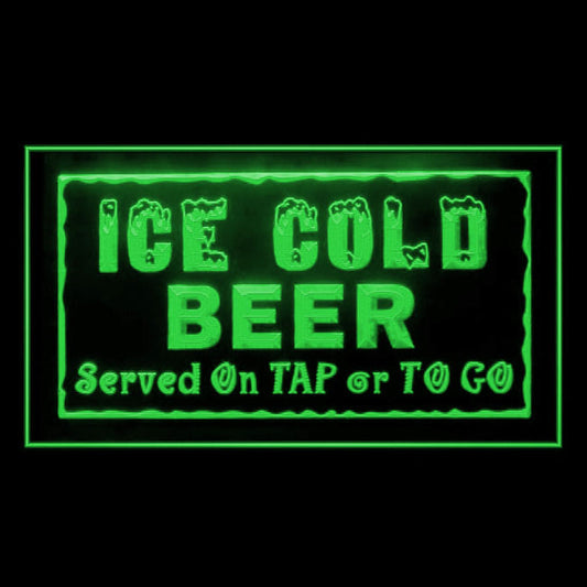 170123 Ice Cold Beer on Tap or To Go Bar Home Decor Open Display illuminated Night Light Neon Sign 16 Color By Remote