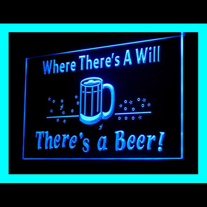 170131 There is a Will There is a Beer Bar Home Decor Open Display illuminated Night Light Neon Sign 16 Color By Remote