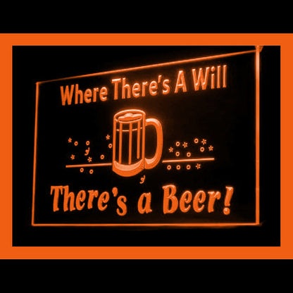 170131 There is a Will There is a Beer Bar Home Decor Open Display illuminated Night Light Neon Sign 16 Color By Remote