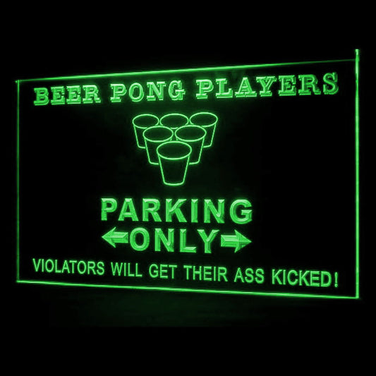 170136 Beer Pong Parking Only Beer Bar Home Decor Open Display illuminated Night Light Neon Sign 16 Color By Remote