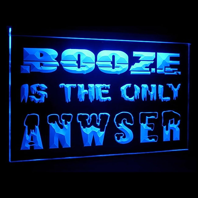 170137 Booze Is The Only Answer Bar Beer Home Decor Open Display illuminated Night Light Neon Sign 16 Color By Remote