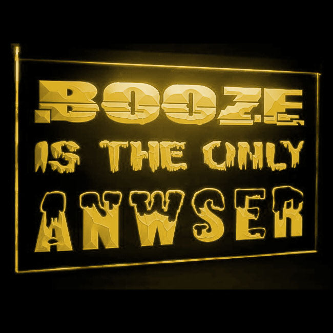 170137 Booze Is The Only Answer Bar Beer Home Decor Open Display illuminated Night Light Neon Sign 16 Color By Remote