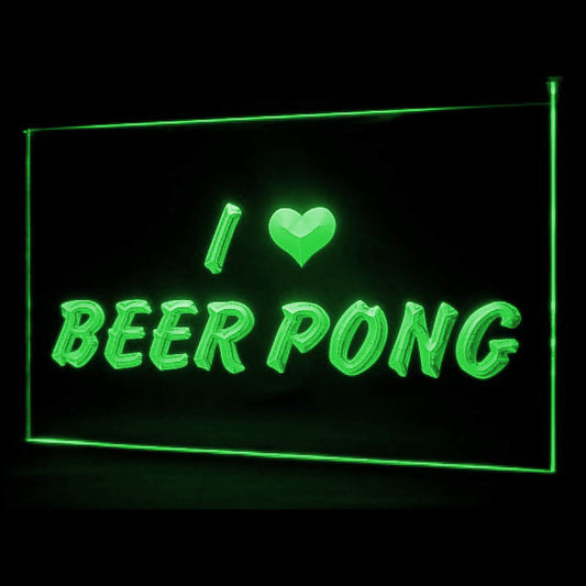 170138 I Love Beer Pong Bar Home Decor Open Display illuminated Night Light Neon Sign 16 Color By Remote