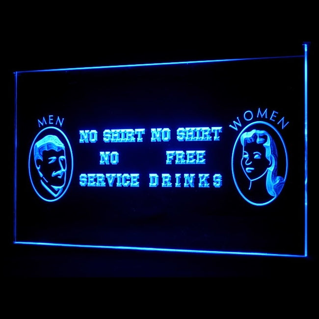 170139 No Shirt Women Free Drinks Bar Home Decor Open Display illuminated Night Light Neon Sign 16 Color By Remote