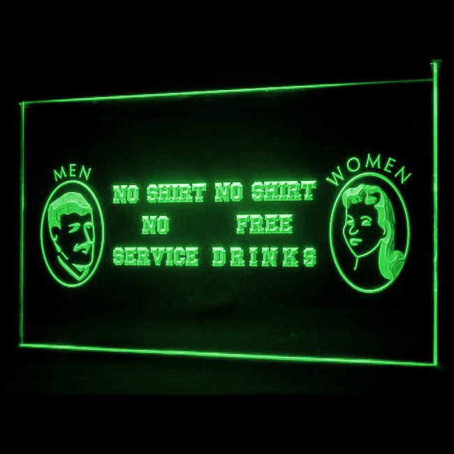 170139 No Shirt Women Free Drinks Bar Home Decor Open Display illuminated Night Light Neon Sign 16 Color By Remote