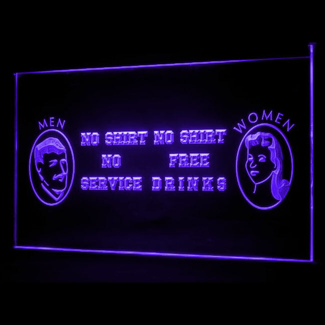 170139 No Shirt Women Free Drinks Bar Home Decor Open Display illuminated Night Light Neon Sign 16 Color By Remote