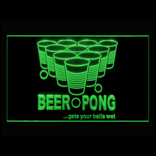 170151 Beer Pong Game Bar Happy Hours Home Decor Open Display illuminated Night Light Neon Sign 16 Color By Remote