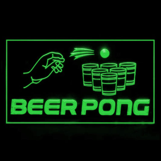 170155 Beer Pong Game Bar Happy Hours Home Decor Open Display illuminated Night Light Neon Sign 16 Color By Remote