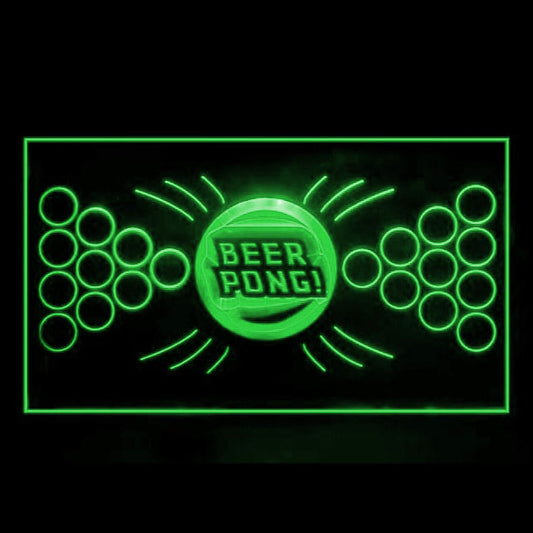 170156 Beer Pong Game Bar Happy Hours Home Decor Open Display illuminated Night Light Neon Sign 16 Color By Remote