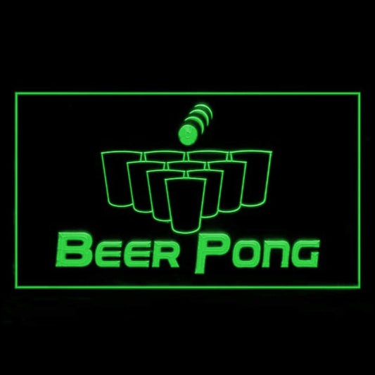 170157 Beer Pong Game Bar Happy Hours Home Decor Open Display illuminated Night Light Neon Sign 16 Color By Remote