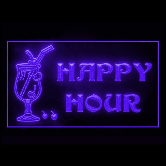 170159 Happy Hour Bar Home Decor Open Display illuminated Night Light Neon Sign 16 Color By Remote