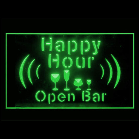 170178 Happy Hour Bar Home Decor Open Display illuminated Night Light Neon Sign 16 Color By Remote