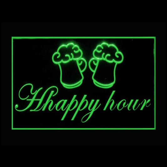 170179 Happy Hour Bar Home Decor Open Display illuminated Night Light Neon Sign 16 Color By Remote