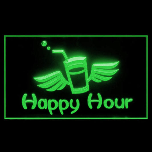 170185 Happy Hour Bar Home Decor Open Display illuminated Night Light Neon Sign 16 Color By Remote