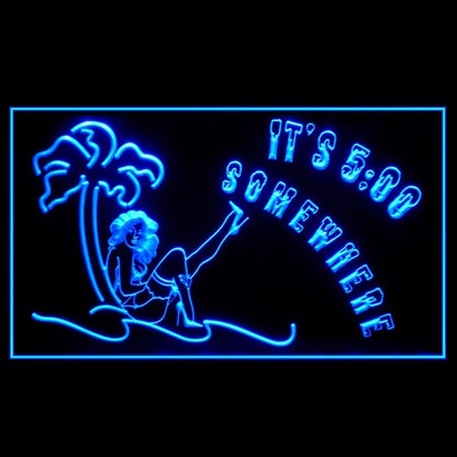170189 ITS 5:00 Somewhere Bar Pub Home Decor Open Display illuminated Night Light Neon Sign 16 Color By Remote