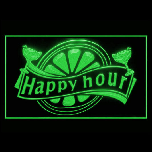 170197 Happy Hour Bar Home Decor Open Display illuminated Night Light Neon Sign 16 Color By Remote
