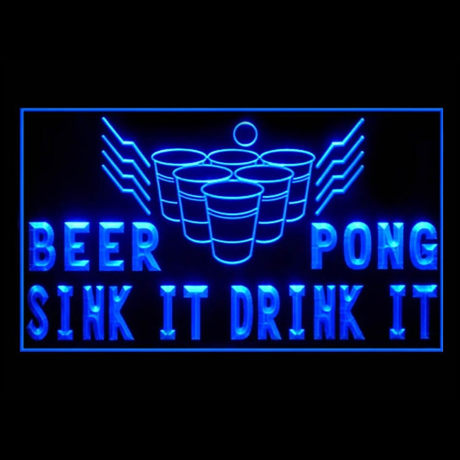 170207 Beer Pong Game Bar Happy Hours Home Decor Open Display illuminated Night Light Neon Sign 16 Color By Remote
