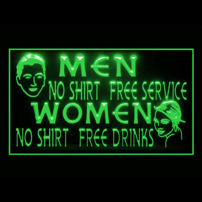 170218 No Shirt Women Free Drinks Bar Home Decor Open Display illuminated Night Light Neon Sign 16 Color By Remote