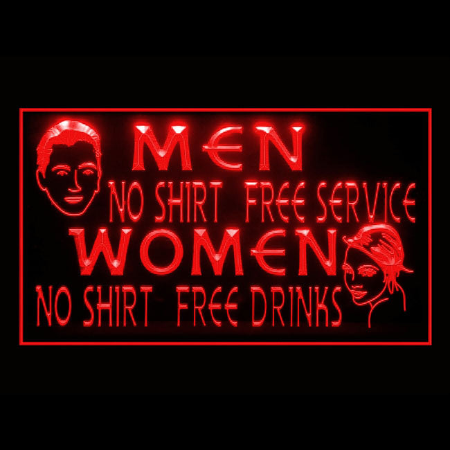 170218 No Shirt Women Free Drinks Bar Home Decor Open Display illuminated Night Light Neon Sign 16 Color By Remote