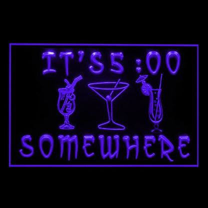 170243 ITS 5:00 Somewhere Bar Pub Home Decor Open Display illuminated Night Light Neon Sign 16 Color By Remote